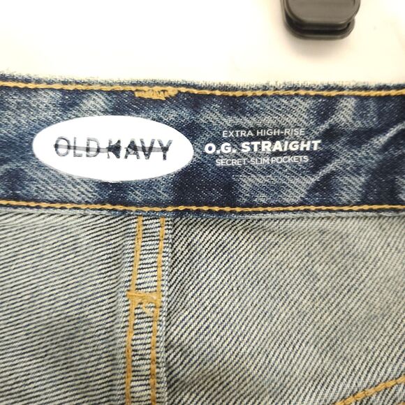 NWOT Old Navy Womens 10 Blue O.G. Straight Secret-Slim Pockets Distressed Jeans - Picture 4 of 8